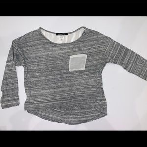 Girls high low long sleeve top with sheer detail